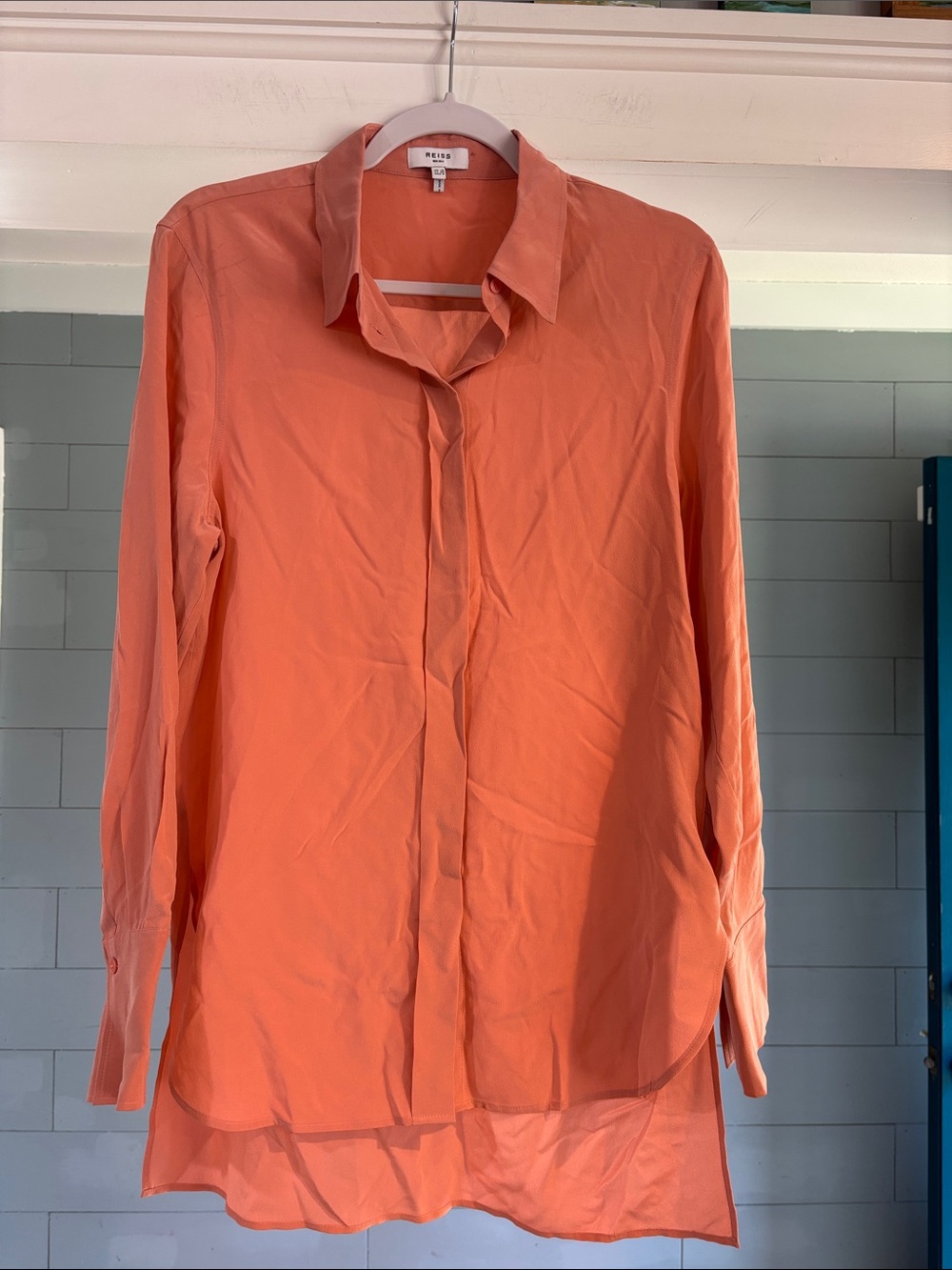 Reiss Eden Matte Silk Tunic Shirt‎